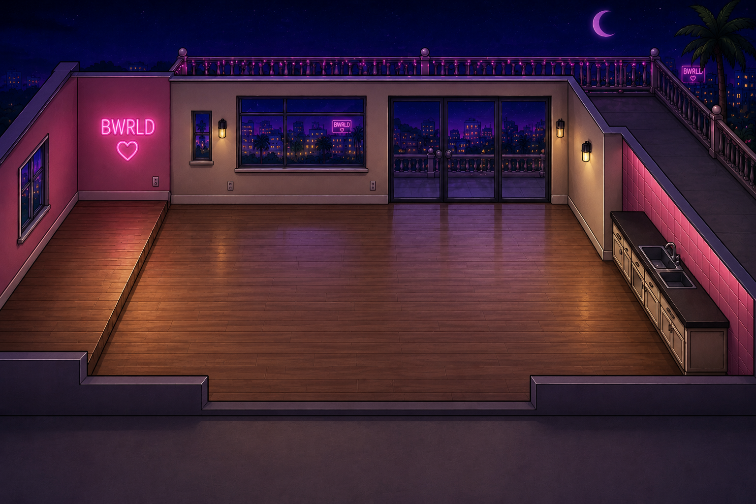 BWrld starter room at night